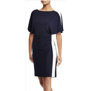 Lauren Ralph Lauren Navy/White Color block Elbow Sleeve Day Dress 6 MSRP $124